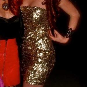 Sparkle & fade gold sequin night out dress